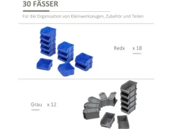 DURHAND Wandregale^Lagersystem Wandregal 37,5 x 63 cm 30tlg. Boxen in 2 Größen