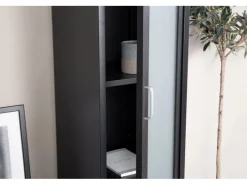 Vitrinen^ebuy24 Acero Vitrinenschrank 1 Tür 4 Ablagen Schwarz