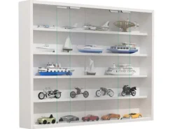 ebuy24 AgisaL Glasvitrinen Wandhängend 2 Schiebetüren Weiß