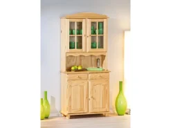 ebuy24 Alican Vitrinenschrank 2 Türen 2 Glastüren 2 Schubladen Natur