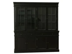 ebuy24 Amaretta 4-Türige Vitrinenschrank Schwarz Antik Patiniert