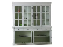 ebuy24 Amaretta 4-Türige Vitrinenschrank Antik Weiss Antik Patiniert