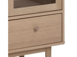 Vitrinen^ebuy24 Aston Vitrinenschrank mit 2 Glastüren und 1 Schublade Weiß Geölt EichenDekor