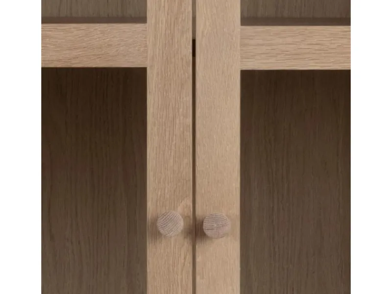 Vitrinen^ebuy24 Aston Vitrinenschrank mit 2 Glastüren und 1 Schublade Weiß Geölt EichenDekor