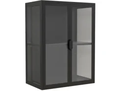 ebuy24 FlokasVM Vitrinenschrank Wandhängend 2 Türen Schwarz