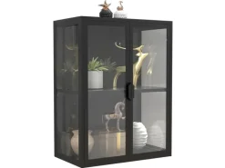 ebuy24 FlokasVM Vitrinenschrank Wandhängend 2 Türen Schwarz