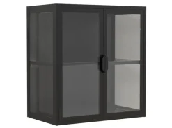 ebuy24 FlokasVS Vitrinenschrank Wandhängend 2 Türen Schwarz