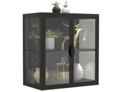 ebuy24 FlokasVS Vitrinenschrank Wandhängend 2 Türen Schwarz