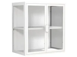ebuy24 FlokasVS Vitrinenschrank Wandhängend 2 Türen Weiß