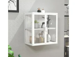 ebuy24 FlokasVS Vitrinenschrank Wandhängend 2 Türen Weiß