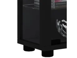 Vitrinen^ebuy24 Lumo Mini Vitrinenschrank mit LED-Licht 8 Glasböden Schwarz