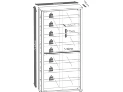 Vitrinen^ebuy24 LumoMaxi Vitrinenschrank mit Spiegel 2 Glastüren Nussbaum Dekor
