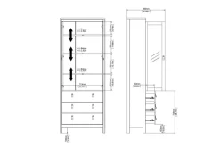 Vitrinen^ebuy24 Madrid Vitrinenschrank 2 Glastüren 3 Schubladen Weiß