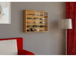 Vitrinen^ebuy24 Mandosa L Vitrinenschrank an der Wand Montierte 2 Glastüren Buche Dekor