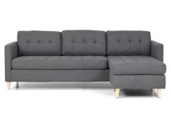 Sofas^ebuy24 Marino Sofa Chaiselongsofa Rechts oder Links Gewendet in HellGrauen Stoff mit Holzbeinen