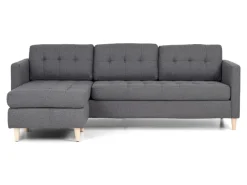 Sofas^ebuy24 Marino Sofa Chaiselongsofa Rechts oder Links Gewendet in HellGrauen Stoff mit Holzbeinen