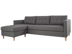 Sofas^ebuy24 Marino Sofa Chaiselongsofa Rechts oder Links Gewendet in HellGrauen Stoff mit Holzbeinen
