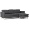 Sofas^ebuy24 Marino Sofa Chaiselongsofa Rechts oder Links Gewendet in DunkelGrauen Stoff mit Holzbeinen