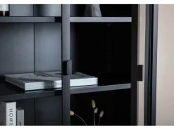 Vitrinen^ebuy24 Misha Vitrinenschrank 2 Türen 4 Ablagen Schwarz