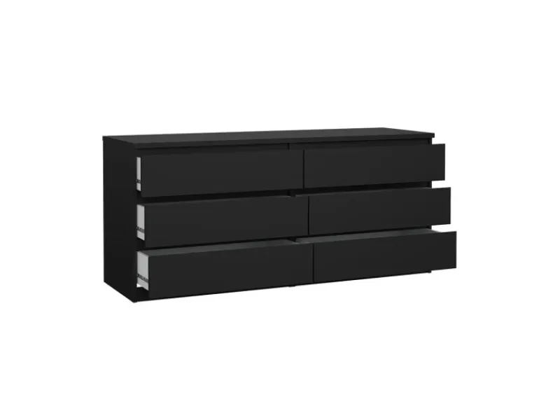 Kommode^ebuy24 Naia Kommode 6 Schubladen Matt Schwarz