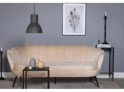ebuy24 Nice Sofa 3 Personen Velour Beige