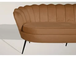 Sofas^ebuy24 Nice Sofa 3 Personen Velour Cognac Farben