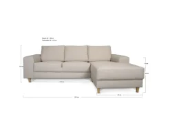 ebuy24 Nordic Sofa mit Chaiselong Rechts Gewendet Hell Beige