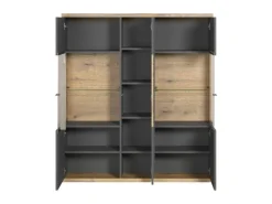 Vitrinen^ebuy24 Norris1 Vitrinenschrank Grau Eiche Dekor