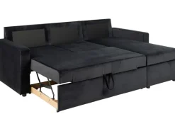 Sofas|Aufbewahrung^ebuy24 Sacramento Schlafsofa Chaiselong Wendbar Versteckte Aufbewahrung und Ausziehbares Bett AntracitGrau