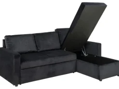Sofas|Aufbewahrung^ebuy24 Sacramento Schlafsofa Chaiselong Wendbar Versteckte Aufbewahrung und Ausziehbares Bett AntracitGrau