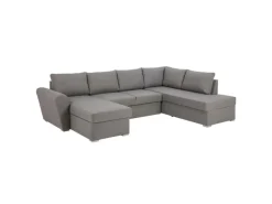 Sofas^ebuy24 Stan Schlafsofa Chaiselong Links LichtGrau