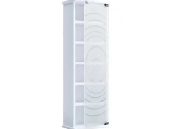 ebuy24 TilanoM Vitrinenschrank CD DVD 6 Ablagen 1 Tür Weiß