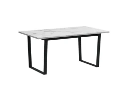 Stühle^ebuy24 Tilst Essgruppe Tisch Weiß Marmor Print mit 4 Stühlen Velour Schwarz