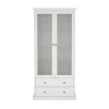 Vitrinen^ebuy24 Venedig Vitrinenschrank 2-Türig mit 2 Schubladen Breite 97 cm Höhe 201 cm Weiß