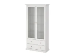 Vitrinen^ebuy24 Venedig Vitrinenschrank 2-Türig mit 2 Schubladen Breite 97 cm Höhe 201 cm Weiß