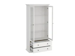 Vitrinen^ebuy24 Venedig Vitrinenschrank 2-Türig mit 2 Schubladen Breite 97 cm Höhe 201 cm Weiß