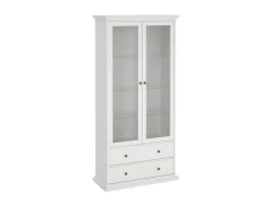 Vitrinen^ebuy24 Venedig Vitrinenschrank 2-Türig mit 2 Schubladen Breite 97 cm Höhe 201 cm Weiß