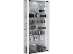 Vitrinen^ebuy24 Vitrosa Maxi Vitrinenschrank Wandhängend mit 2 Glastüren und Licht Weiß