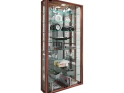 ebuy24 VitrosaMaxi Vitrinenschrank Wandhängend mit Spiegel 2 Glastüren Nussbaum Dekor