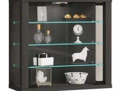 ebuy24 VitrosaS Vitrinenschrank Wandhängend 2 Glastüren Anthrazit