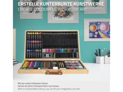 ECD Germany 109 Teiliges Malset mit Holzkoffer Zeichen und Malkoffer für Kinder