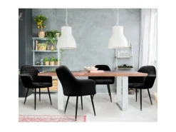 ECD Germany 2er Set Esszimmerstühle Küchenstühle Schwarz aus Samt