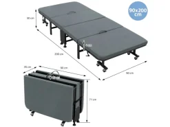 ECD Germany Betten^Gästebett 90x200 cm Klappbares Einzelbett mit Matratze