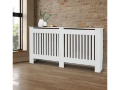 ECD Germany Heizkörperverkleidung Landhausstil 152x19x82cm Weiß aus MDF Lackiert