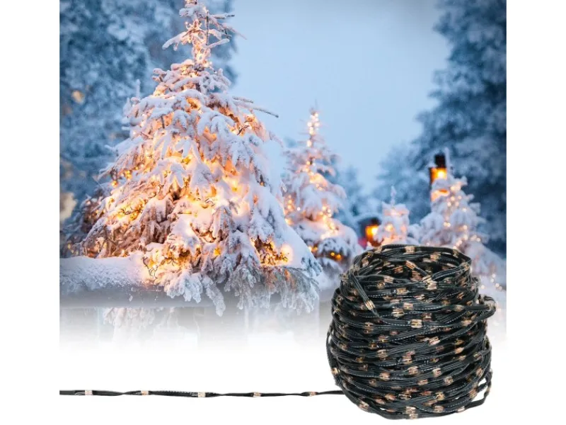 ECD Germany LED Micro Cluster Lichterkette 24m 800 LEDs Extra Warmweiß IP44
