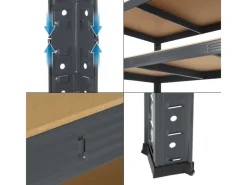 ECD Germany Werkstattregal 200x100x60 cm Anthrazit Metall 5 MDF Böden bis 875kg