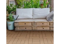 ECD Germany WPC Terrassenfliesen 30 x 30 cm 55er Spar Set Mosaik Holzoptik