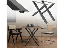 ECD Germany 2x Tischbeine X-Design X-Form 60 x 72 cm Anthrazit Industriedesign