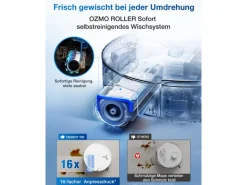 Reinigung^ECOVACS DEEBOT T80 OMNI WHITE mit Selbstreinigender OZMO ROLLER-Wischtechnologie