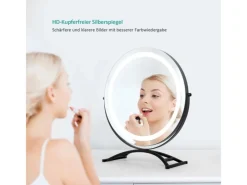 Emke Kosmetikspiegel Runder mit Beleuchtung 3 Farbtemperatur und Dimmbar 40cm